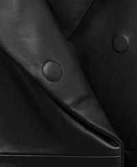 Mango Women's Oversized Leather Bomber Jacket