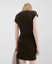 Mango Women's Ruched Bodice Brooch Dress