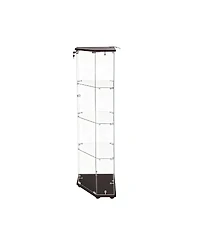 Streamdale Furniture 5-Sided Tempered Glass Corner Display Cabinet with Led Lights and Locks