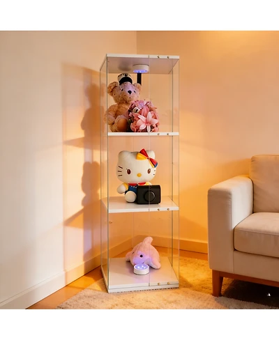 Streamdale Furniture 3-Tier Rotatable Display Cabinet with Remote Led Light