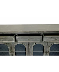 Streamdale Furniture 59 Inch Farmhouse Sideboard Buffet with 3 Drawers and 4 Glass Doors