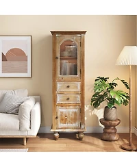 Streamdale Furniture Farmhouse Tall Narrow Storage Cabinet with 2 Drawers and 2 Doors