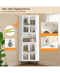 Streamdale Furniture 73 Inch Metal Corner Storage Cabinet with Adjustable Shelves