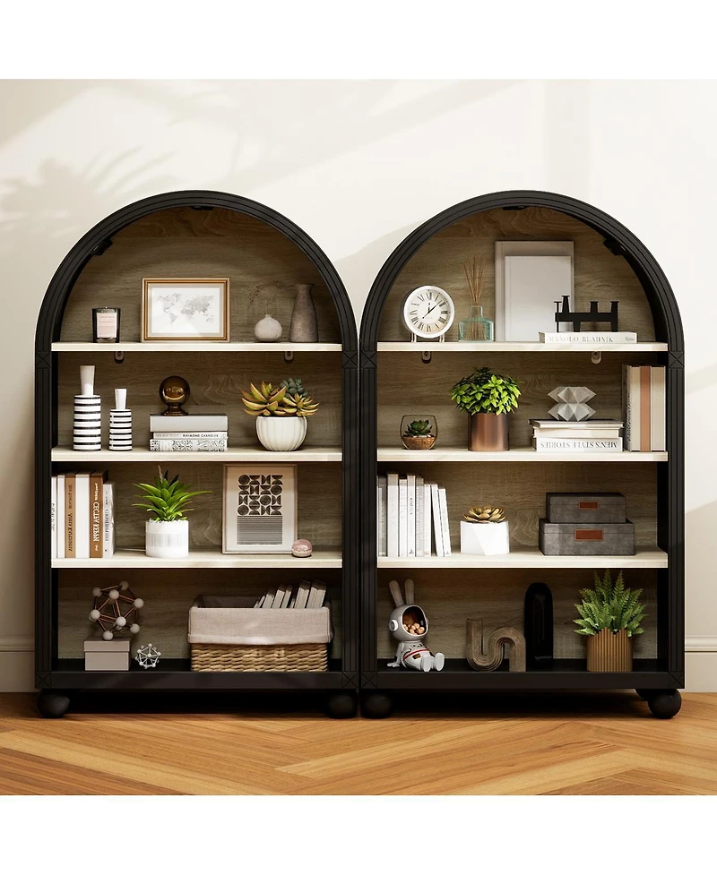 Streamdale Furniture 4-Tier Arched Storage Cabinet with Metal Frame