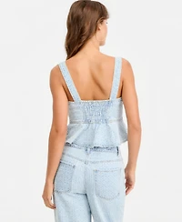 Bar Iii Women's Destructed Denim Peplum Top, Macy's Exclusive