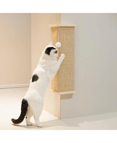Aronkl Sisal Cat Scratcher with Ball Scratch Pad for Indoor Cats Easy Install Protect Furniture