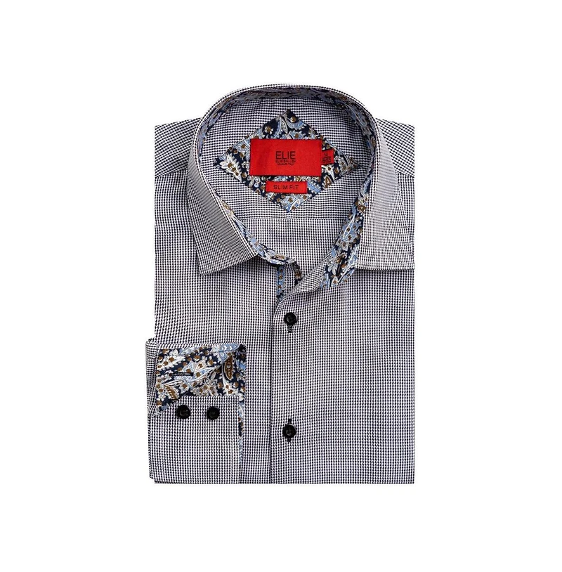 Elie Balleh Men's Slim Fit Houndstooth Dress Shirt