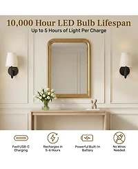 Bell + Howell Set of 2 Modern Fabric Shade Dimmable Led Rechargeable Cordless Touch Control Lights Wall Sconces