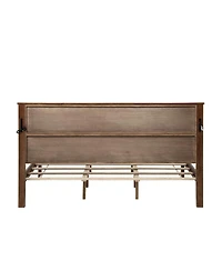 Clihome King Size Bed with Tall-Panel Headboard and Footboard, 2 Storage Drawers, Built-in Led Lights