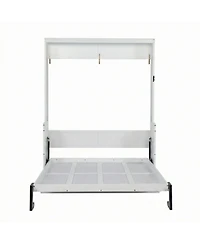 Clihome Queen Size Wood Vertical Murphy Bed, Space-Saving Hidden Wall Bed, Wall Bed Cabinet