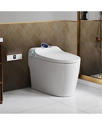 Casainc Ada Height Smart Commode with Foot Sensor, Led Display, Heated Seat, Night Light, Auto Flush