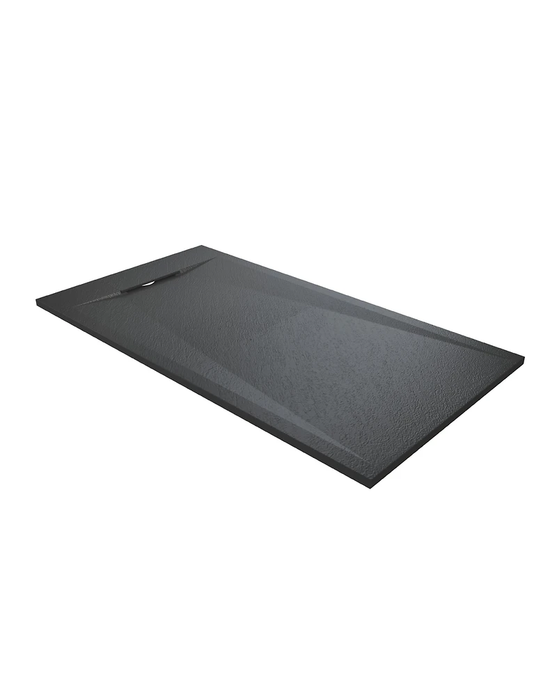 Casainc Wheelchair-Friendly Shower Base with Non-Slip Surface, Reversible Drain