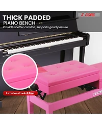 5 Core Duet Piano Bench 3.5 Inch Padded Cushioned Stool Wooden Heavy Duty Musician Chair w Storage