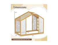 Slickblue Twin Floor Bed with Monkey Bars Montessori Climbing Bed