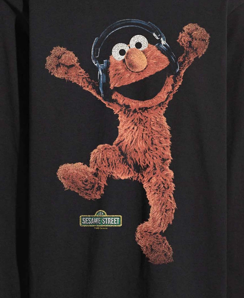 Airwaves Men's Sesame Street Elmo Vintage Faded Long-Sleeve Graphic T-Shirt