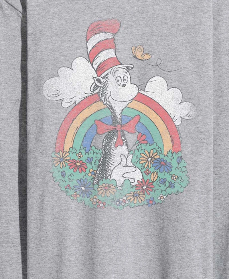 Airwaves Men's Dr. Seuss Cat The Hat Spring Vintage Faded Long-Sleeve Graphic T-Shirt