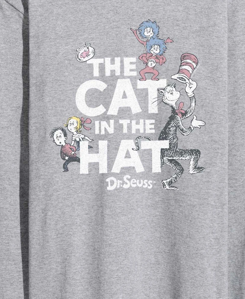 Airwaves Men's Dr. Seuss Cat Hat & Things Vintage Faded Long-Sleeve Graphic T-Shirt