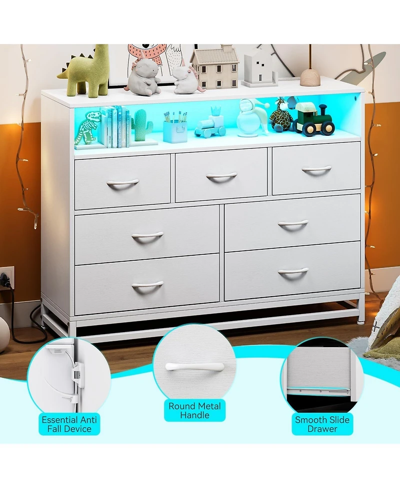 Garvee Dresser for Bedroom, Modern 7 Drawers Long Dresser