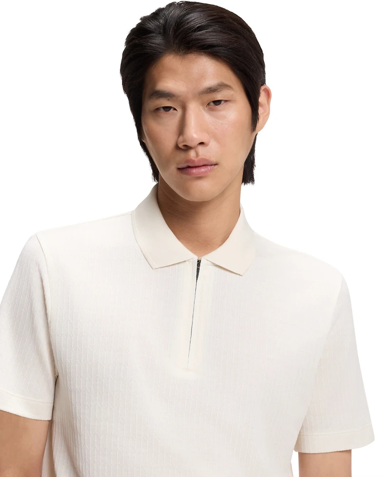 Boss by Hugo Men's Cotton Silk Zip-Neck Polo Shirt