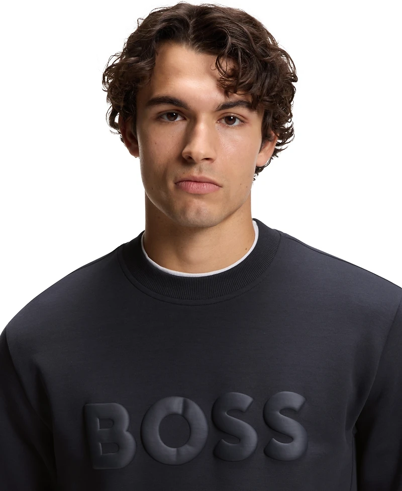 Boss by Hugo Men's Stretch-Cotton Tonal Logo Sweatshirt