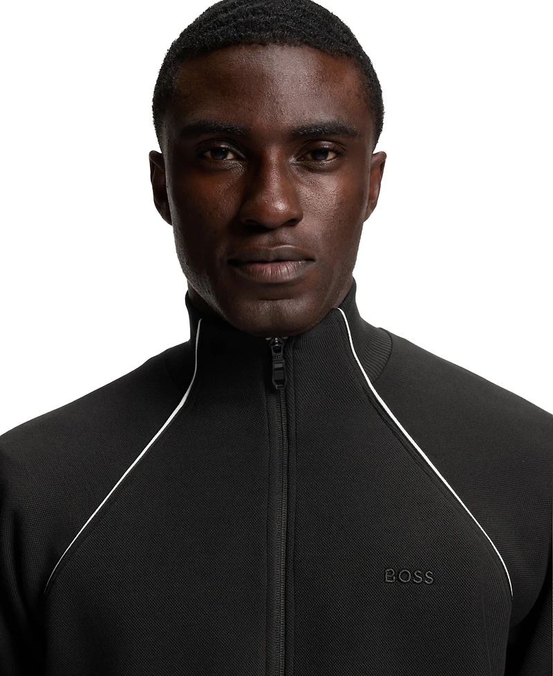 Boss by Hugo Men's Cotton-Blend Contrast Piping Sweatshirt