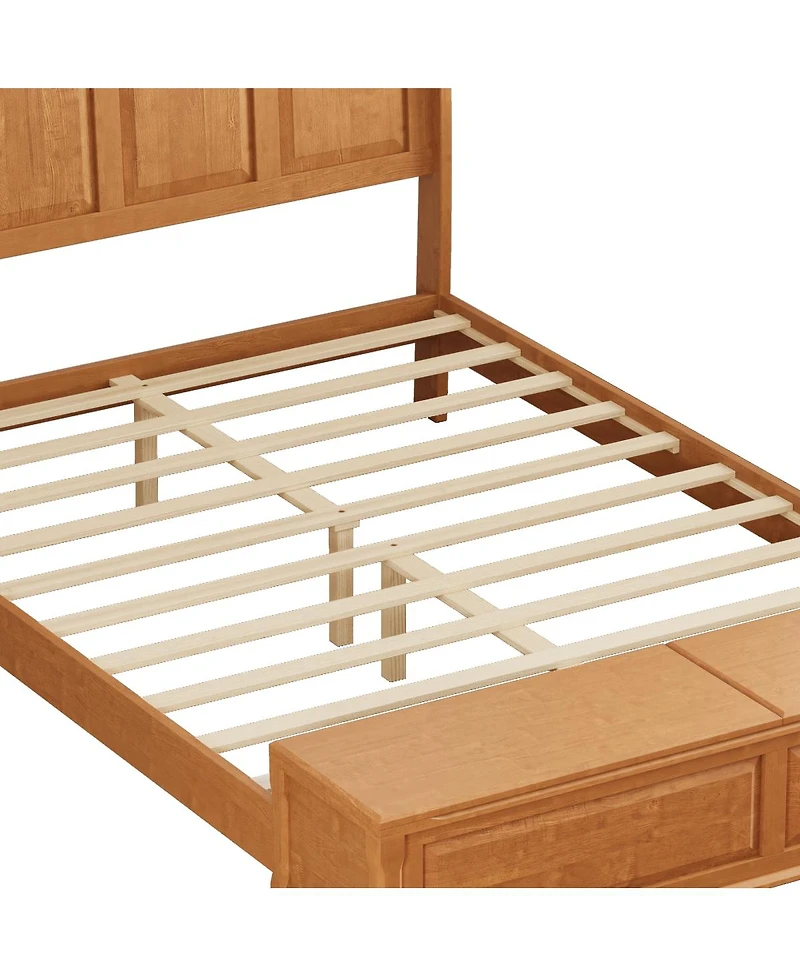 Streamdale Furniture Queen Sleigh Bed Frame with Tall Headboard and 64" Storage Bench