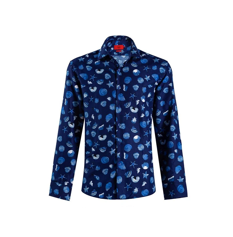 Elie Balleh Men's Slim Fit Sea Shell Print Shirt