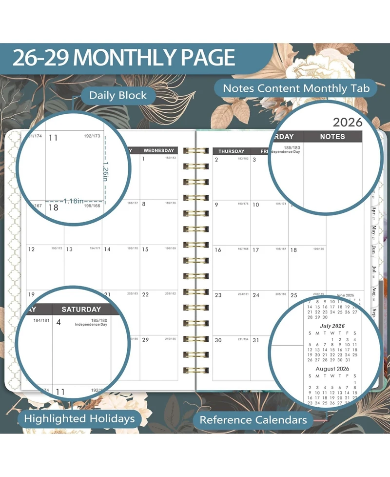 Gnuadz 2026-2029 Monthly Planner 3 Year Calendar Tabs Hardcover Pocket