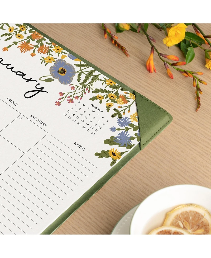 Gnuadz Desk Calendar 2026 Mat Pad Floral Apricot