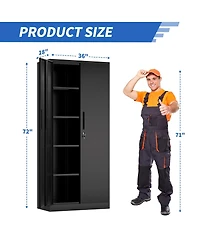 Streamdale Furniture 72 Inch Hight Metal Garage Storage Cabinet, Lockable Steel Tool Cabinet with 4 Shelves