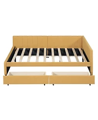 Streamdale Furniture Full Size Upholstered Daybed with 2 Storage Drawers, Linen