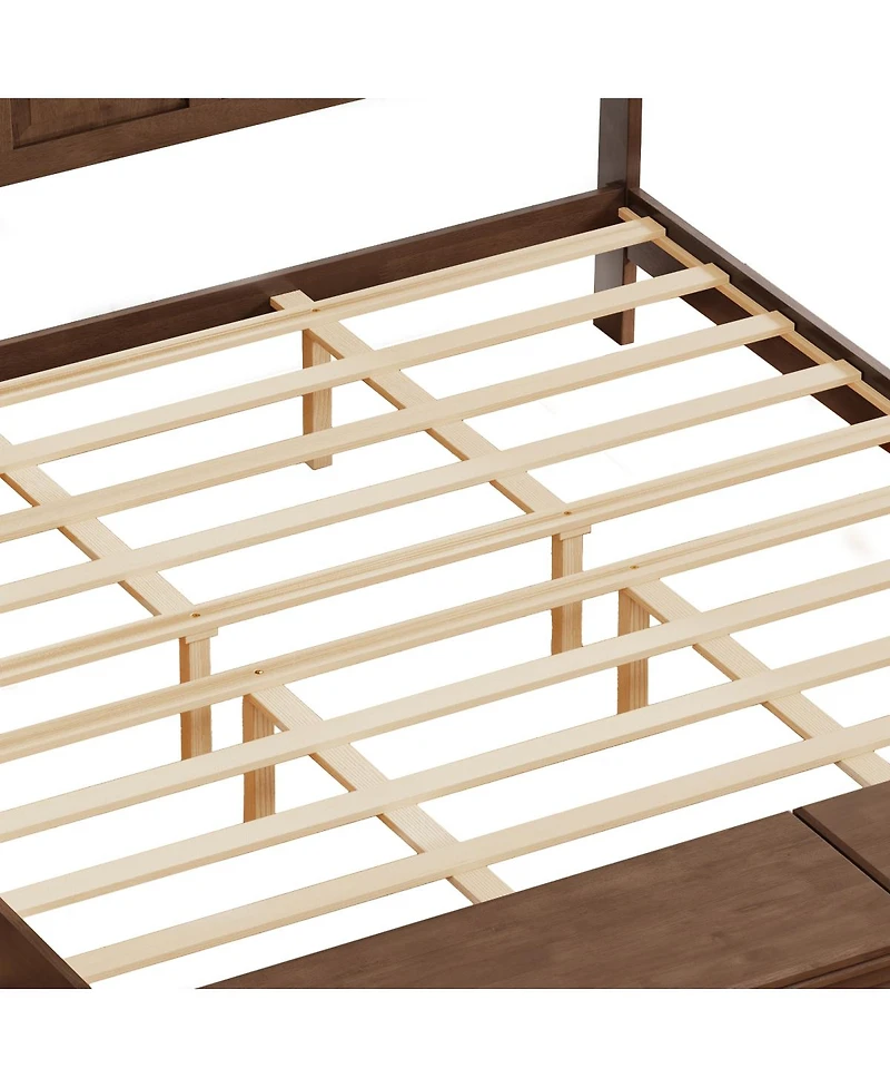 Streamdale Furniture King Bed Frame with Tall Headboard, Storage Bench, and Wood Sleigh Design