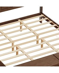 Streamdale Furniture King Bed Frame with Tall Headboard, Storage Bench, and Wood Sleigh Design