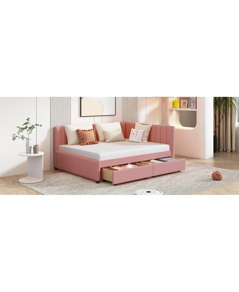 Streamdale Furniture Full Size Upholstered Daybed with 2 Storage Drawers