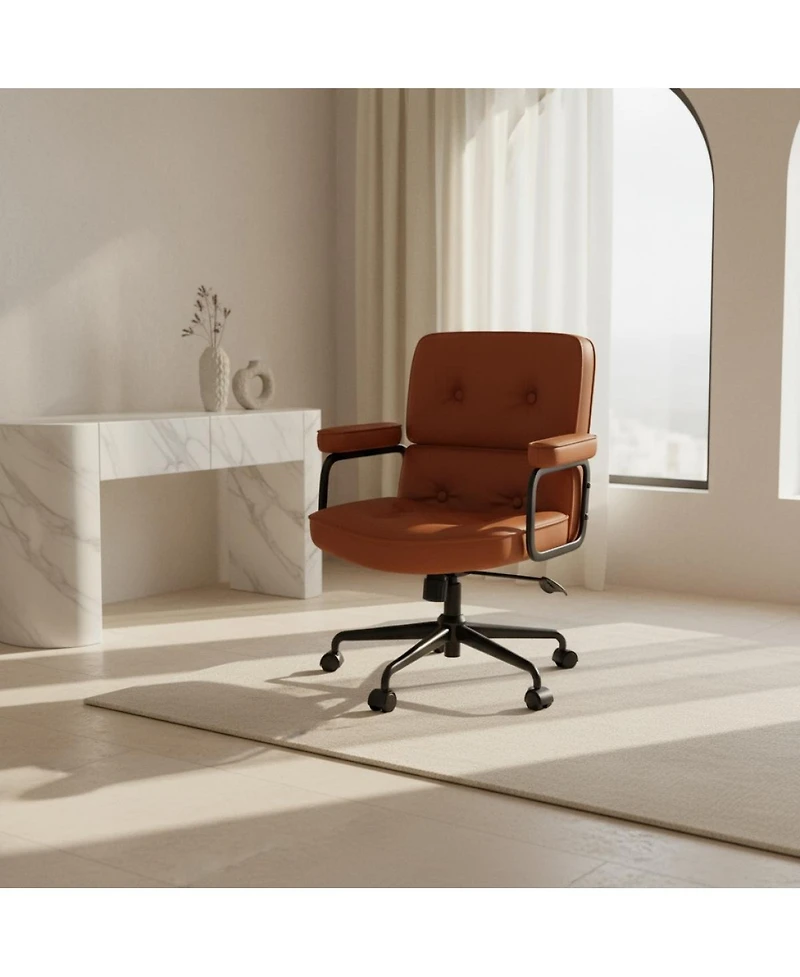 Streamdale Furniture Ergonomic Pu Leather Office Chair with Heavy-Duty Metal Base and Adjustable Arms