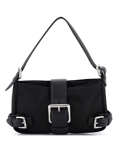 Pre-Owned Bottega Veneta Buckle Shoulder Bag Nylon with Leather