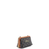 Pre-Owned Celine Zip Around Chain Clutch Embroidered Triomphe Coated Canvas