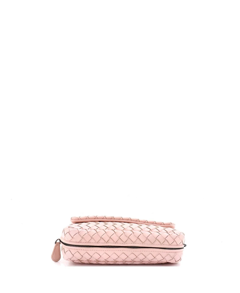 Pre-Owned Bottega Veneta Small Expandable Chain Crossbody Bag Intrecciato Nappa
