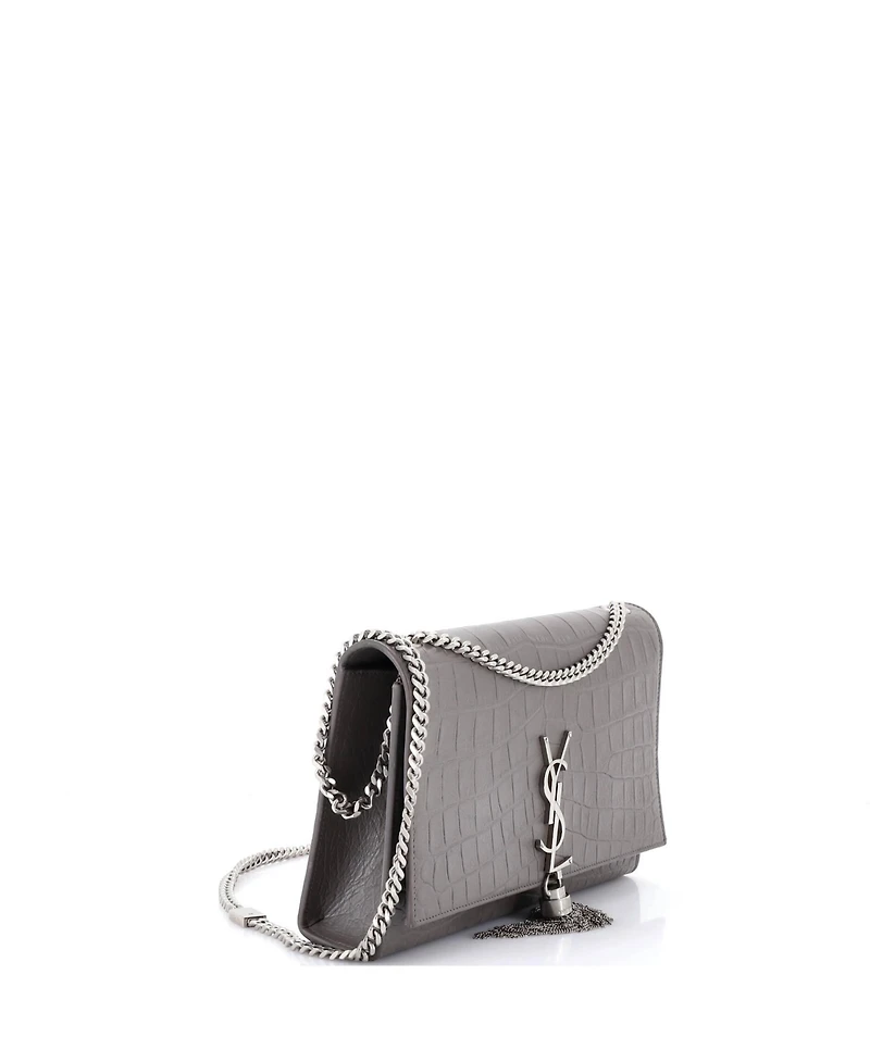 Pre-Owned Saint Laurent Medium Classic Monogram Tassel Crossbody Bag Embossed Leather