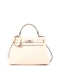 Pre-Owned HERMES Kelly 28 Handbag Light Clemence with Palladium Hardware