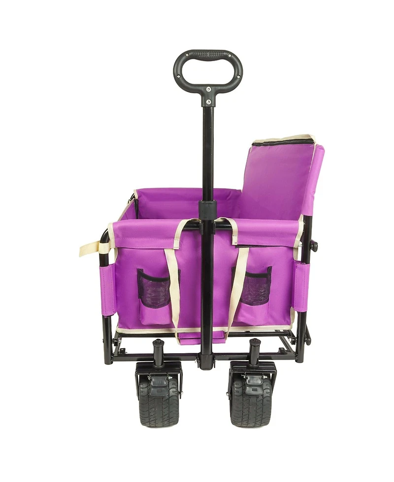 Streamdale Furniture 3-in-1 Folding Wagon Cart with Bench Seat, 500lbs Capacity
