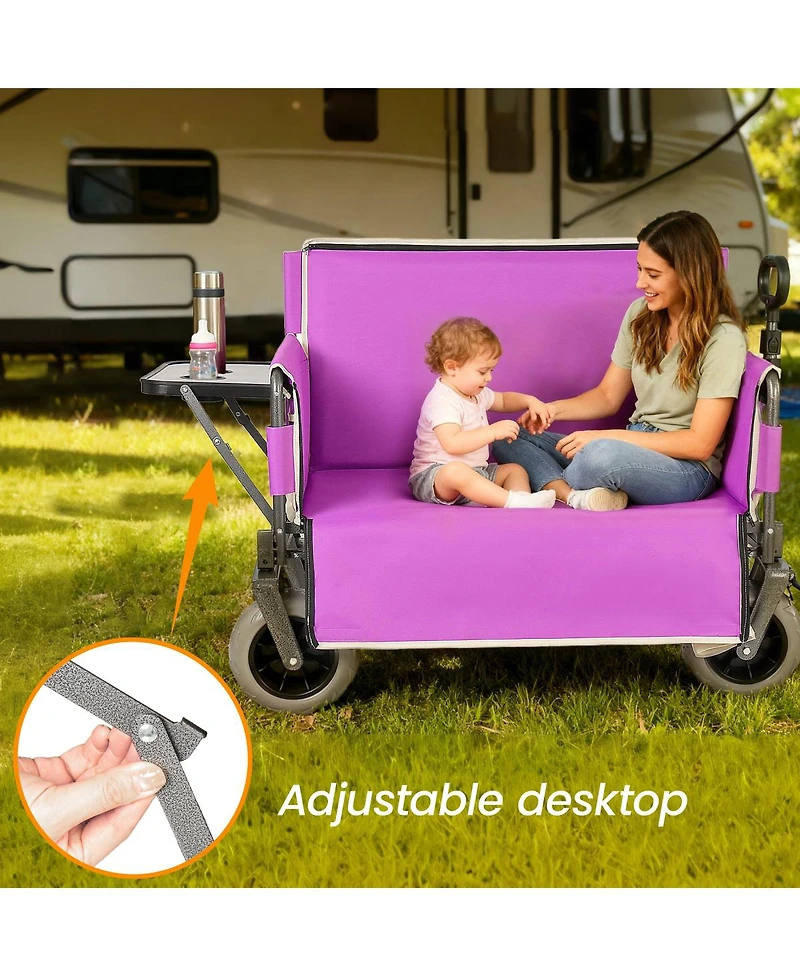Streamdale Furniture 3-in-1 Collapsible Wagon with Folding Table, 500lbs Capacity