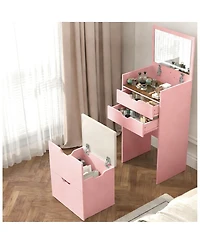 Streamdale Furniture 3-in-1 Multifunctional Dressing Table Set with Mirror, Drawers