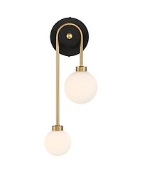 Possini Euro Design Possini Euro Adelia 16"H Black and Brass 2-Light Wall Sconce Set of 2