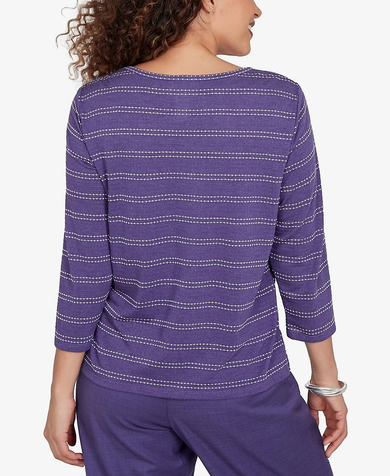 Alfred Dunner Women's Grand Bazaar Twisted Hem Chevron Top