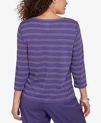 Alfred Dunner Women's Grand Bazaar Twisted Hem Chevron Top