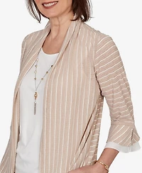 Alfred Dunner Women's Grand Bazaar Vertical Stripe Two One Top with Necklace