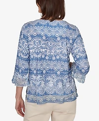 Alfred Dunner Women's Camden Market Lacey Striped Knit Top