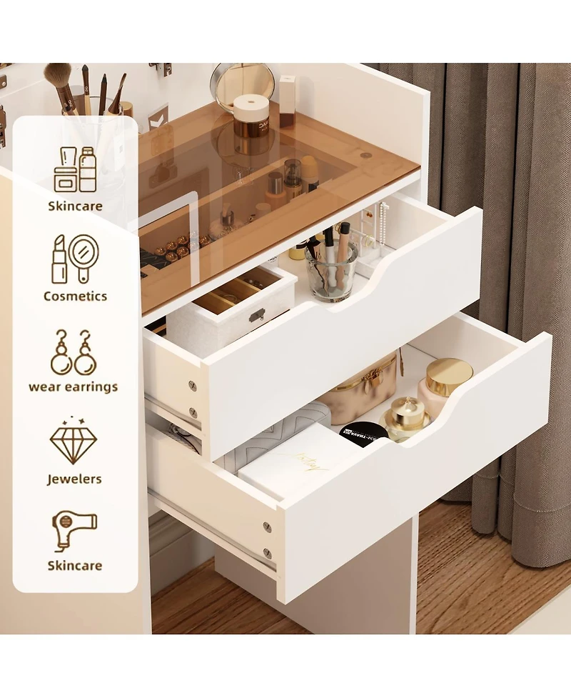 Streamdale Furniture 3-in-1 Multifunctional Dressing Table Set with Mirror, Drawers