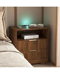 Streamdale Furniture Smart Nightstand with Charging Station and Storage Cabinet
